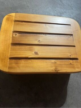 Wood Slatted Step Stool in Honeytoned finish/ Plant Stand